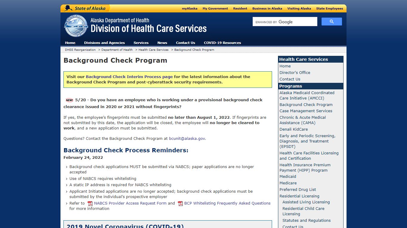 Background Check Program